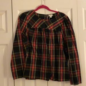 J.Crew Tartan Plaid Blouse, Size M
